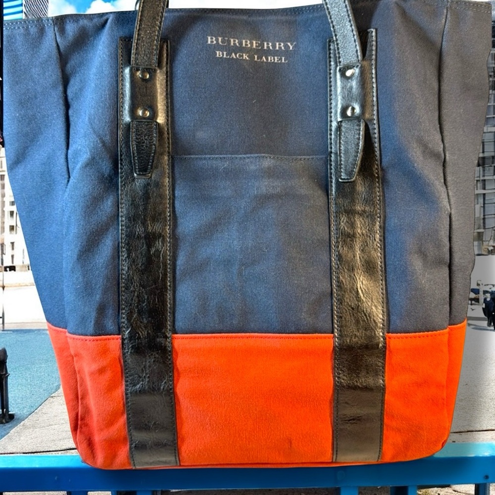 Burberry Black Label Cotton Canvas Tote with COA